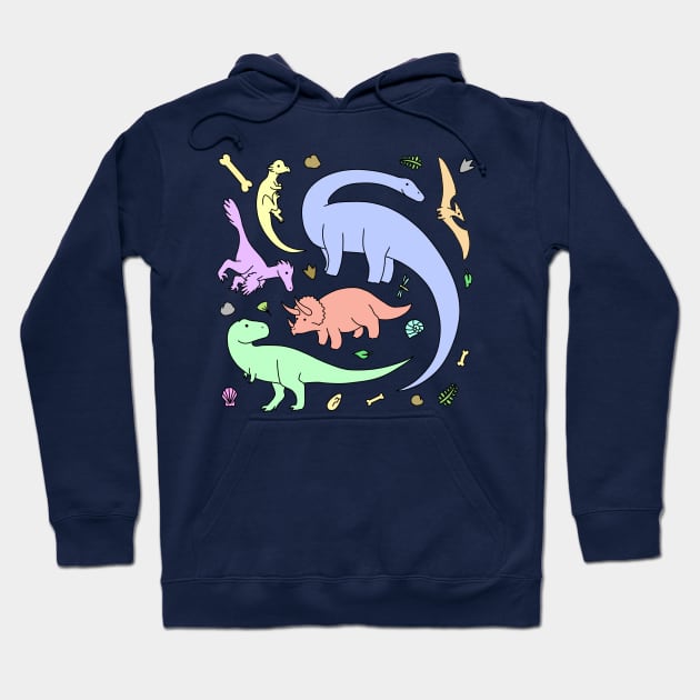 Pastel Colors Dinosaur Pattern Hoodie by saradrawspaleo